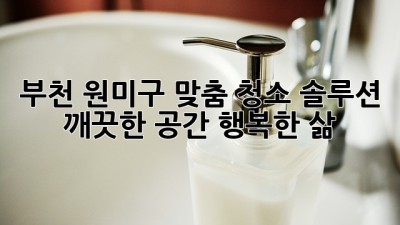 부천 원미구 맞춤 청소 솔루션: 깨끗한 공간, 행복한 삶