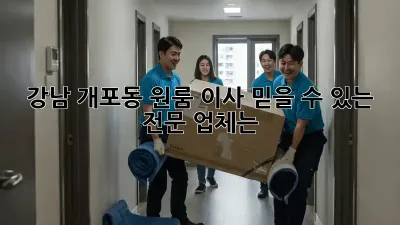 강남 개포동 원룸 이사, 믿을 수 있는 전문 업체는?
